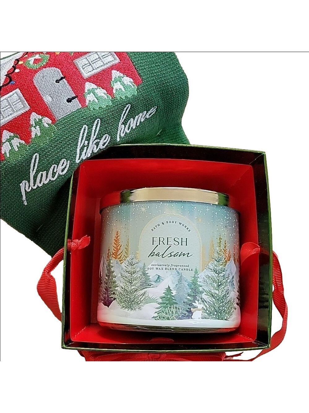 Holiday Kitchen Cotton Towel Set And Bath & Body Works Balsm Candle Gift Set NWT